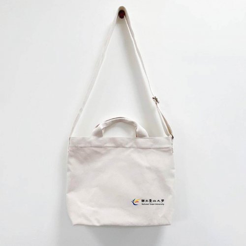 【團購商品，10個起做】NTPU帆布文青兩用包_米白