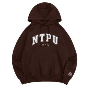 NTPU立體毛巾繡落肩帽T_可可棕