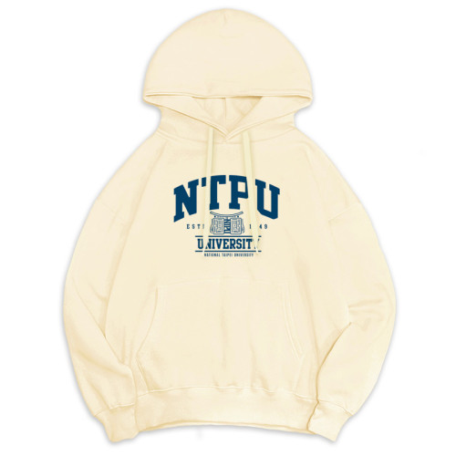 【預購至10/15，11/5陸續出貨】NTPU冬日輕甜系落肩帽T_建築款_奶油白
