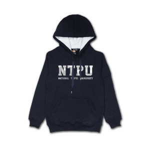 【最後6件,售完不補】NTPU經典款刷毛帽T(男女適穿)_黑燙銀