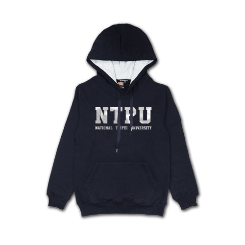 【最後6件，售完不補】NTPU經典款刷毛帽Ｔ(男女適穿)_黑燙銀